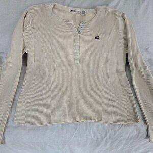 Polo by Ralph Lauren Cream Ribbed Henley Top
